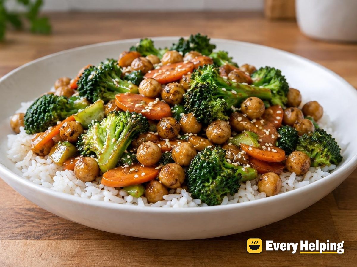 Crispy Chickpea Broccoli Carrot Stir-Fry