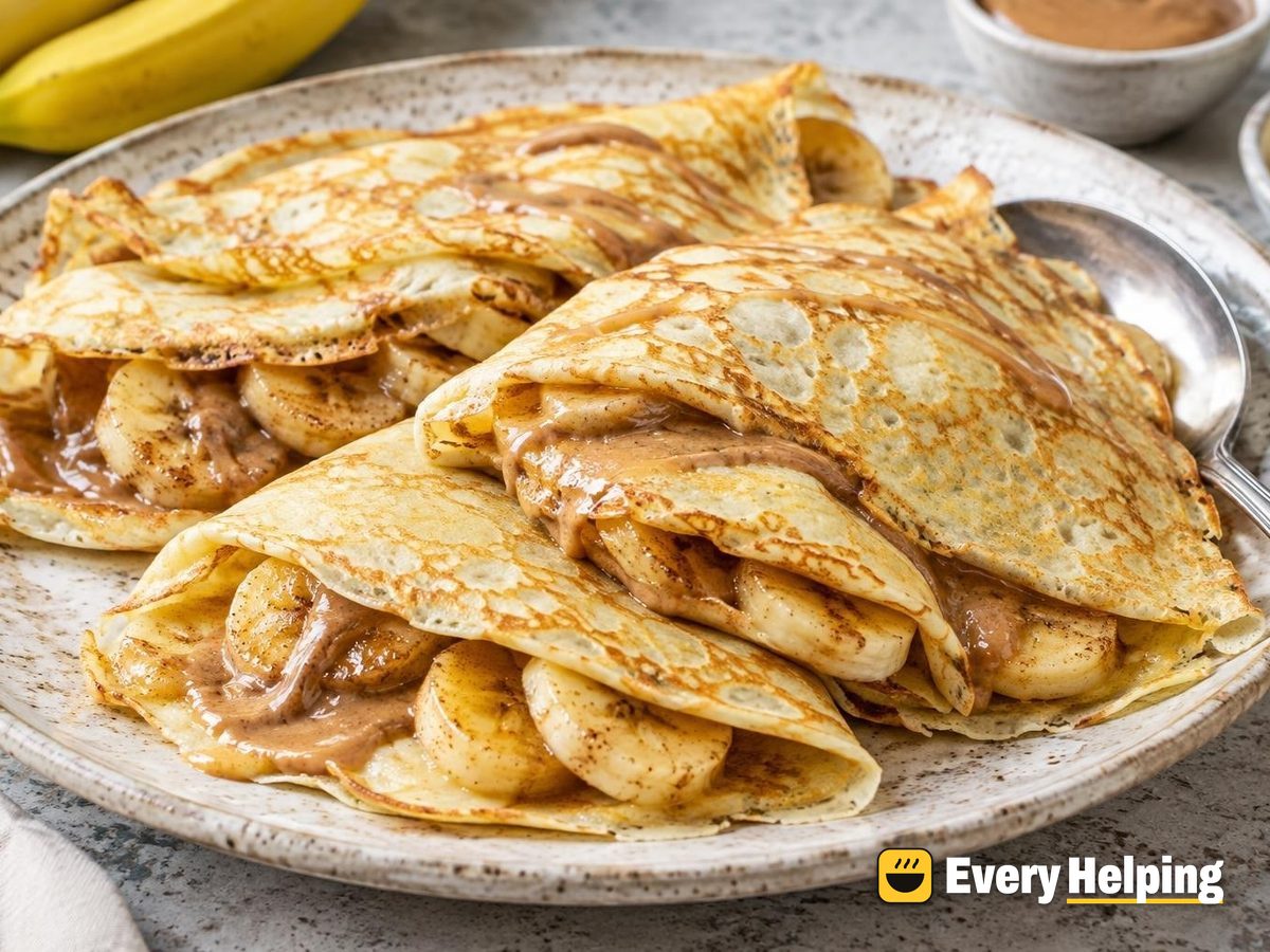 Thin Banana Cottage Cheese Crêpes with Almond Butter