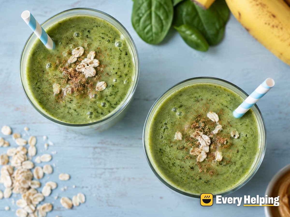 Peanut Butter Banana Spinach Oat Smoothie