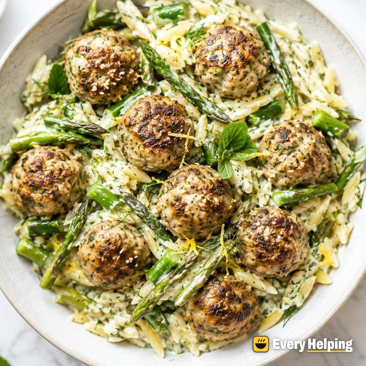 Air-Fryer Za'atar Chicken Meatballs with Lemon-Dill Orzo-Style Pasta