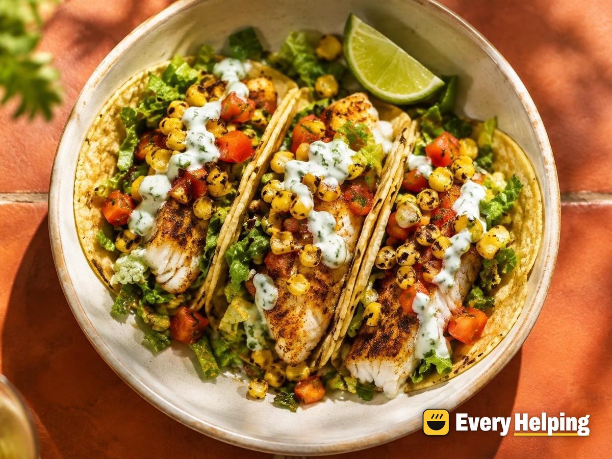 Cumin-Crusted Cod Tacos with Charred Corn Salsa