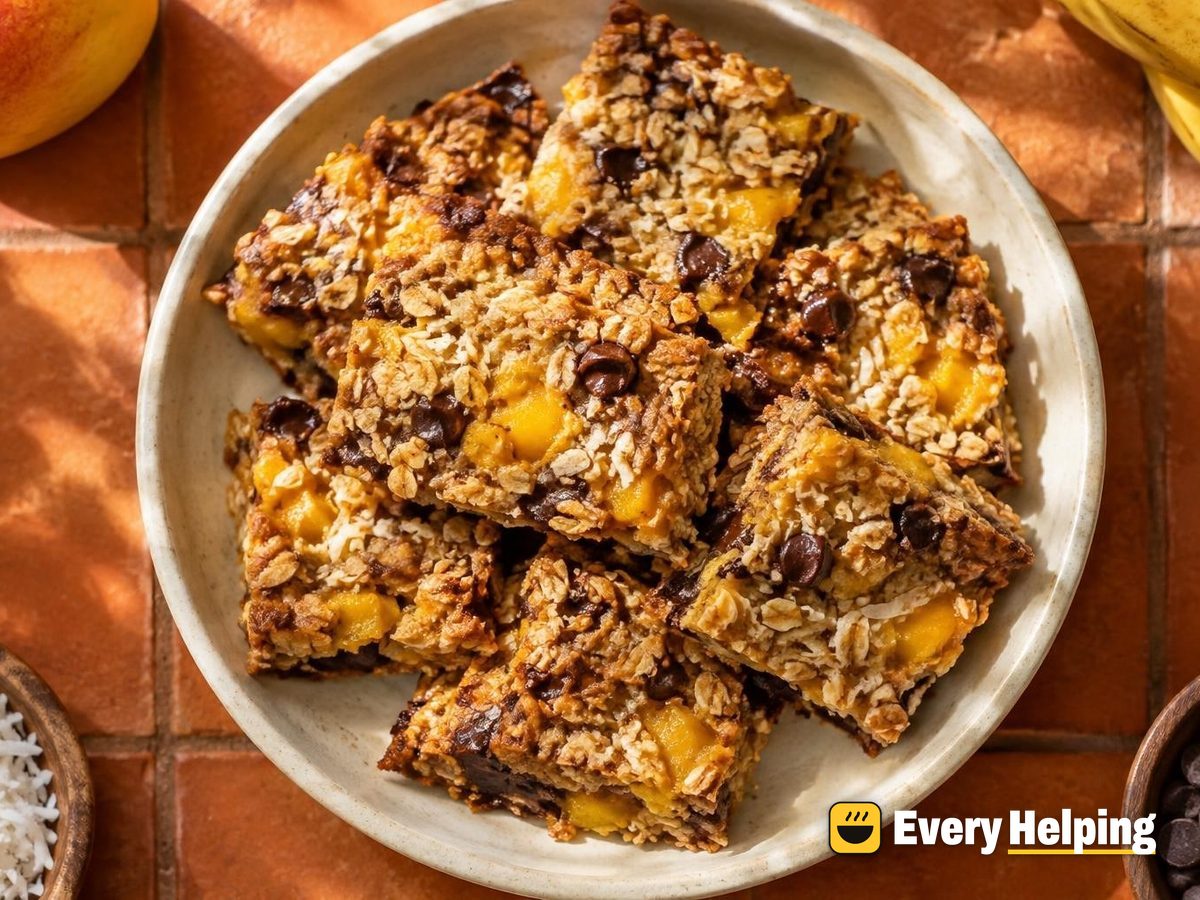 Tropical Mango Coconut Chocolate Oat Bars