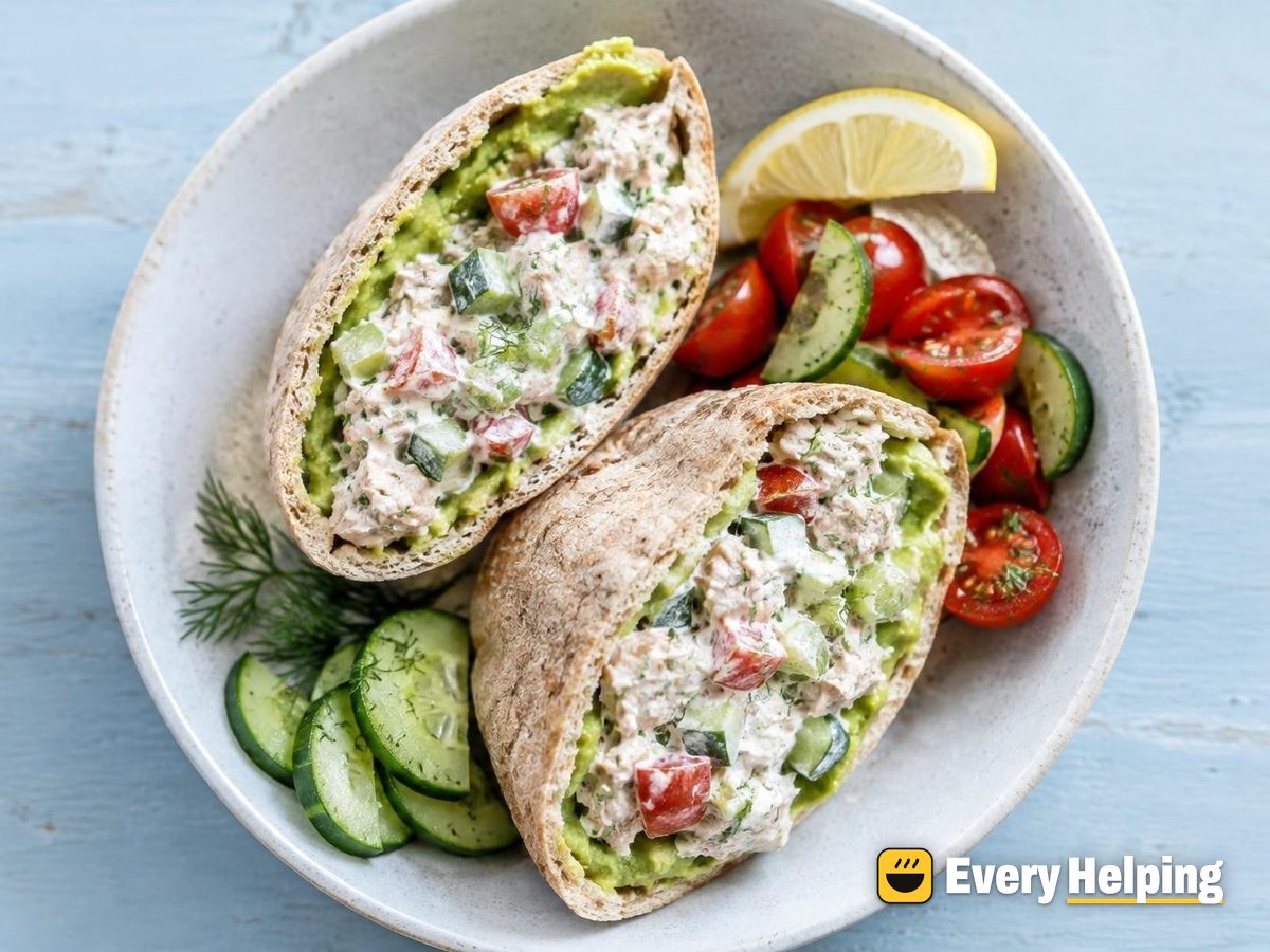 Lemon-Dill Tuna Salad Pitas with Avocado