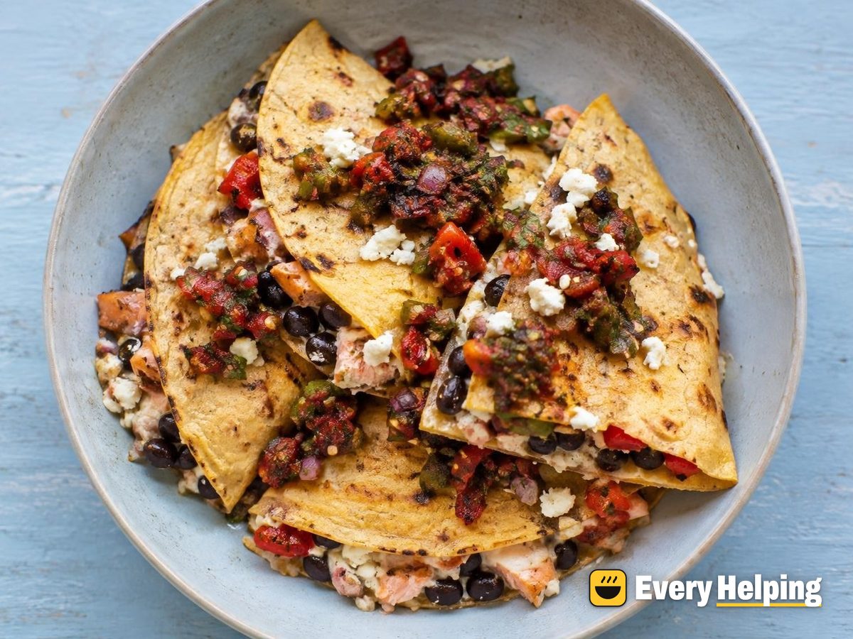 Smoky Salmon Corn Tortilla Quesadillas