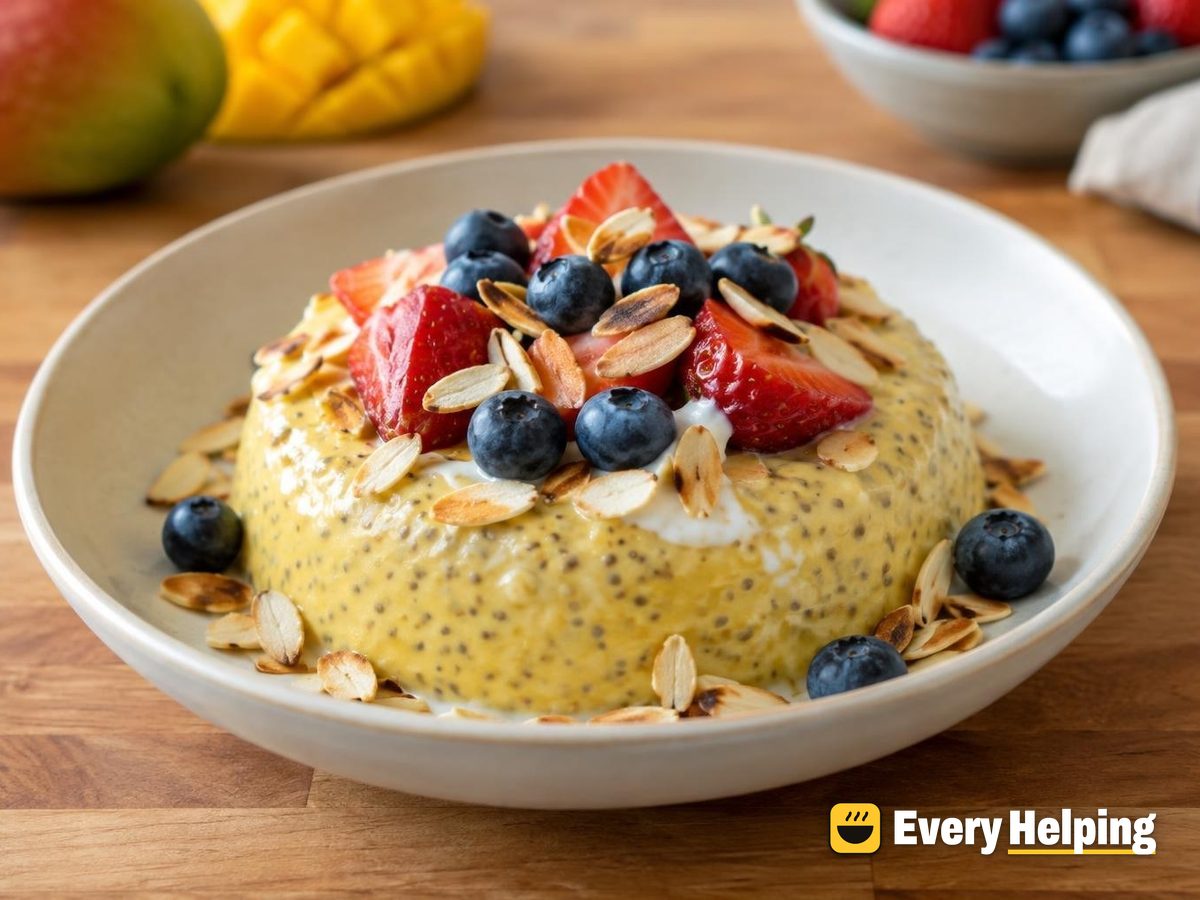 Coconut Mango Chia Pudding with Fresh Berries
