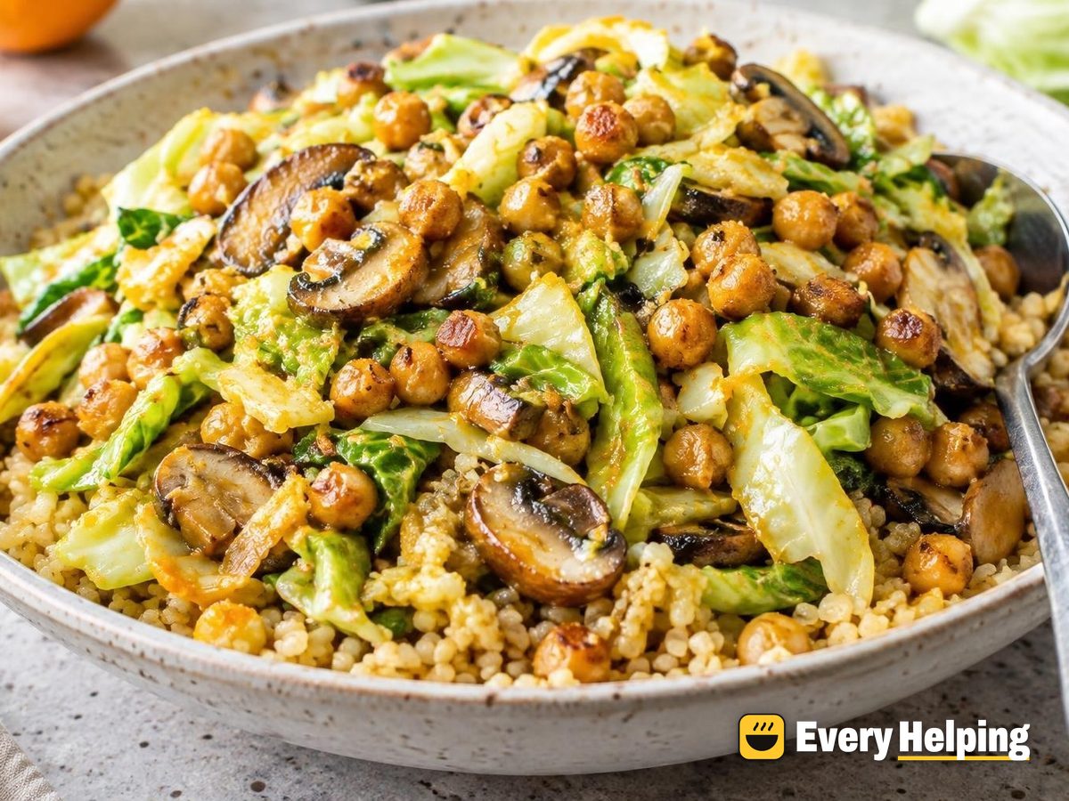 Citrus Ginger Chickpea, Cabbage and Mushroom Stir-Fry