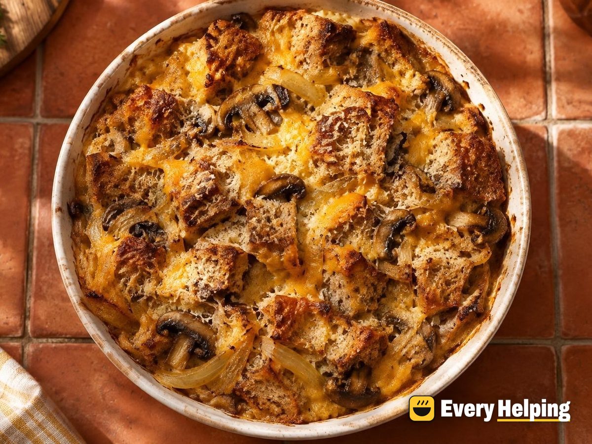 Mushroom Onion Gruyère-Style Strata