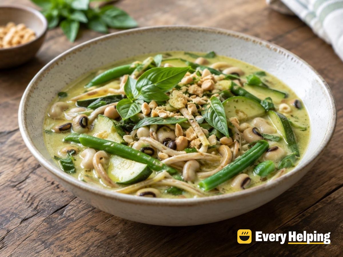 Thai Green Curry Black-Eyed Pea Noodle Soup