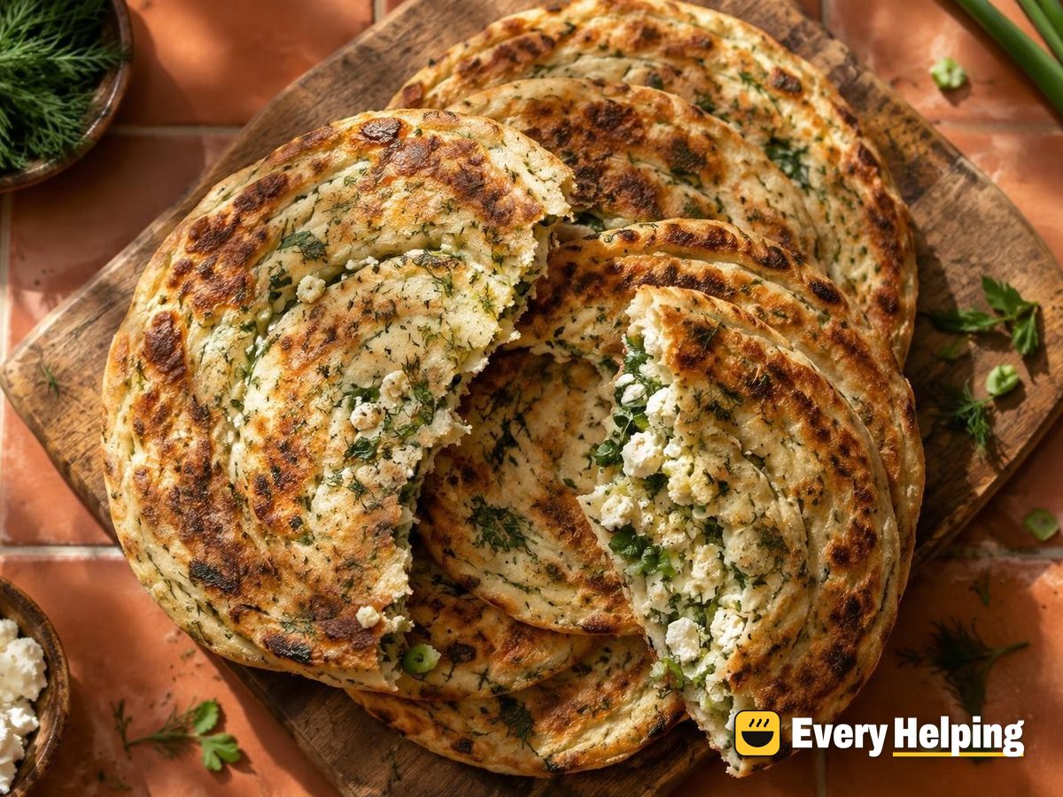 Feta-Dill Stuffed Spelt Skillet Flatbreads
