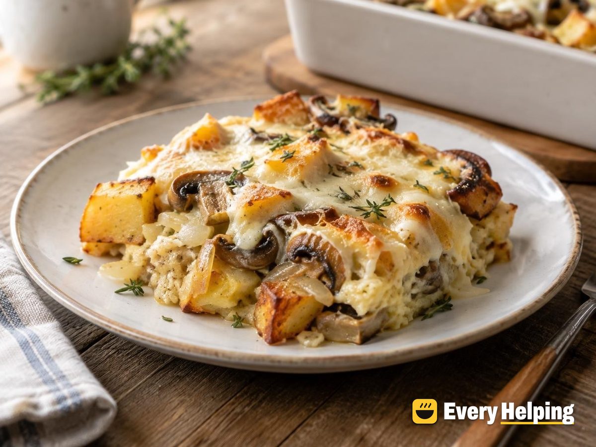 Crispy Potato, Mushroom and Gruyère-Style Hash Bake