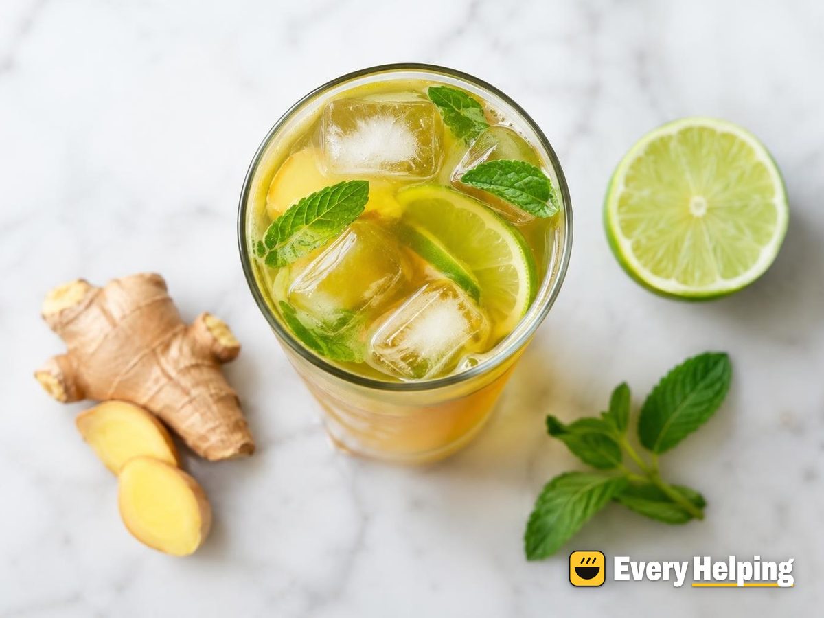 Iced Ginger Green Tea with Honey and Lime