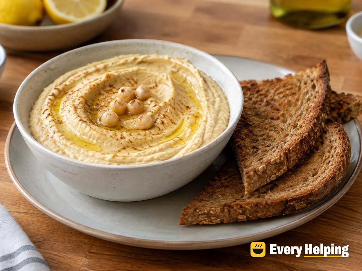 Classic Lemony Chickpea Hummus with Toast
