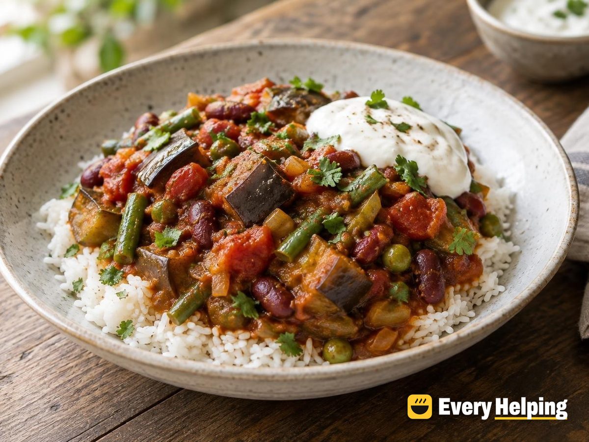 Kidney Bean Tomato Curry with Eggplant
