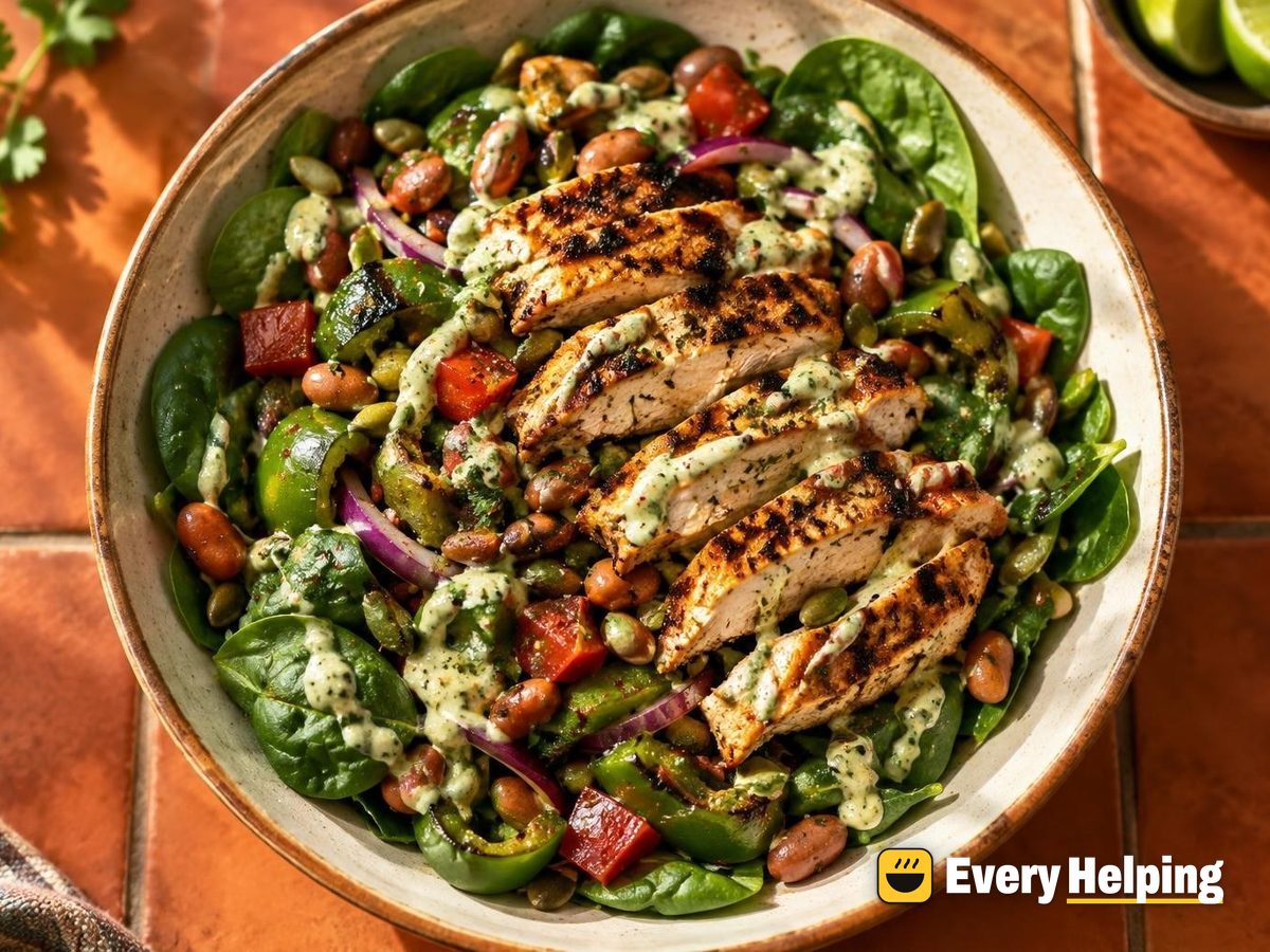 Smoky Grilled Chicken Pinto Bean Spinach Salad