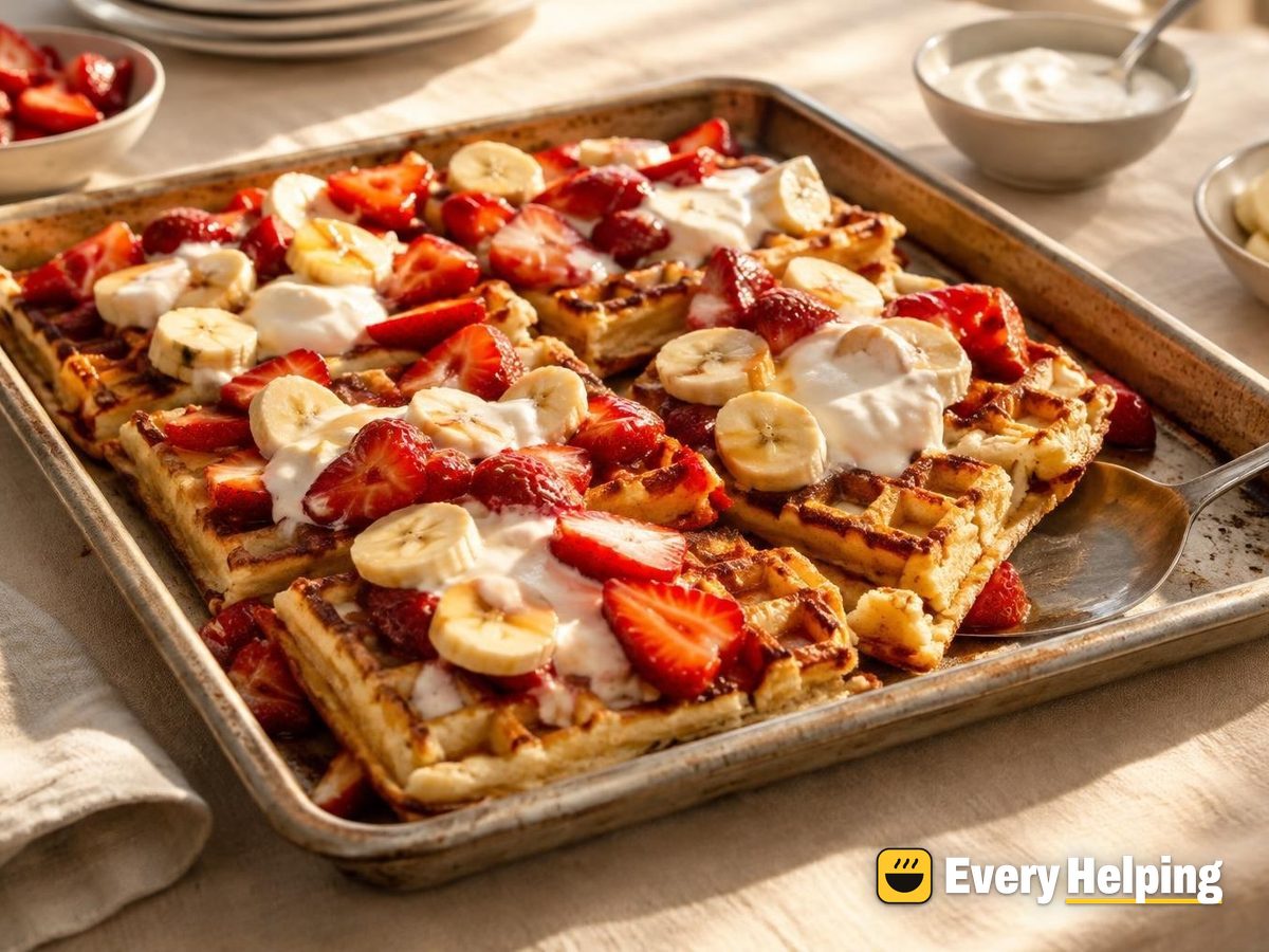 Oven-Baked Buttermilk Waffles with Strawberries
