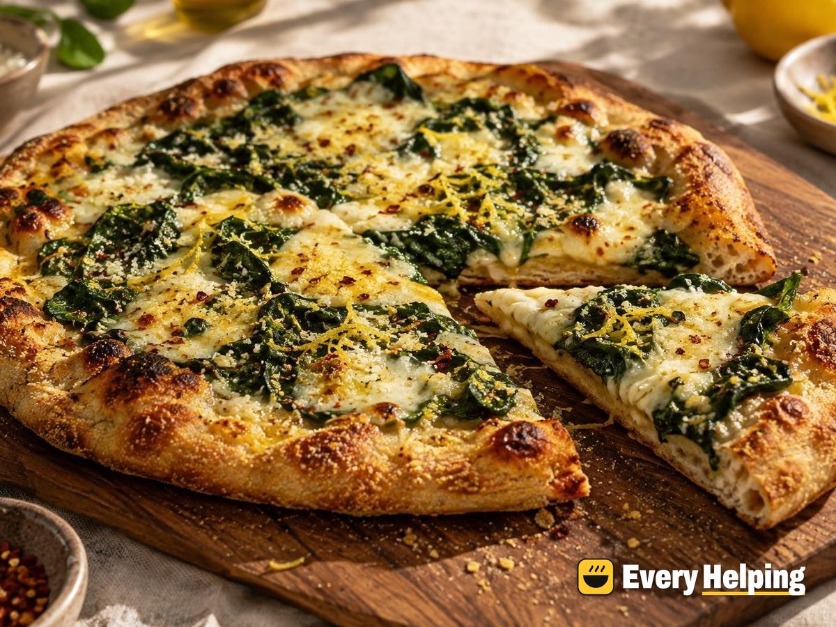 Sourdough Garlic Spinach Flatbreads with Lemon