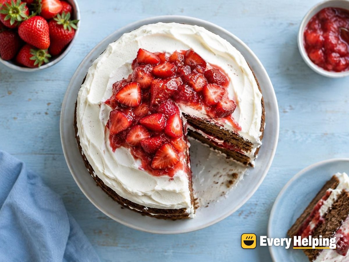 Gingerbread Layer Cake with Strawberry Compote