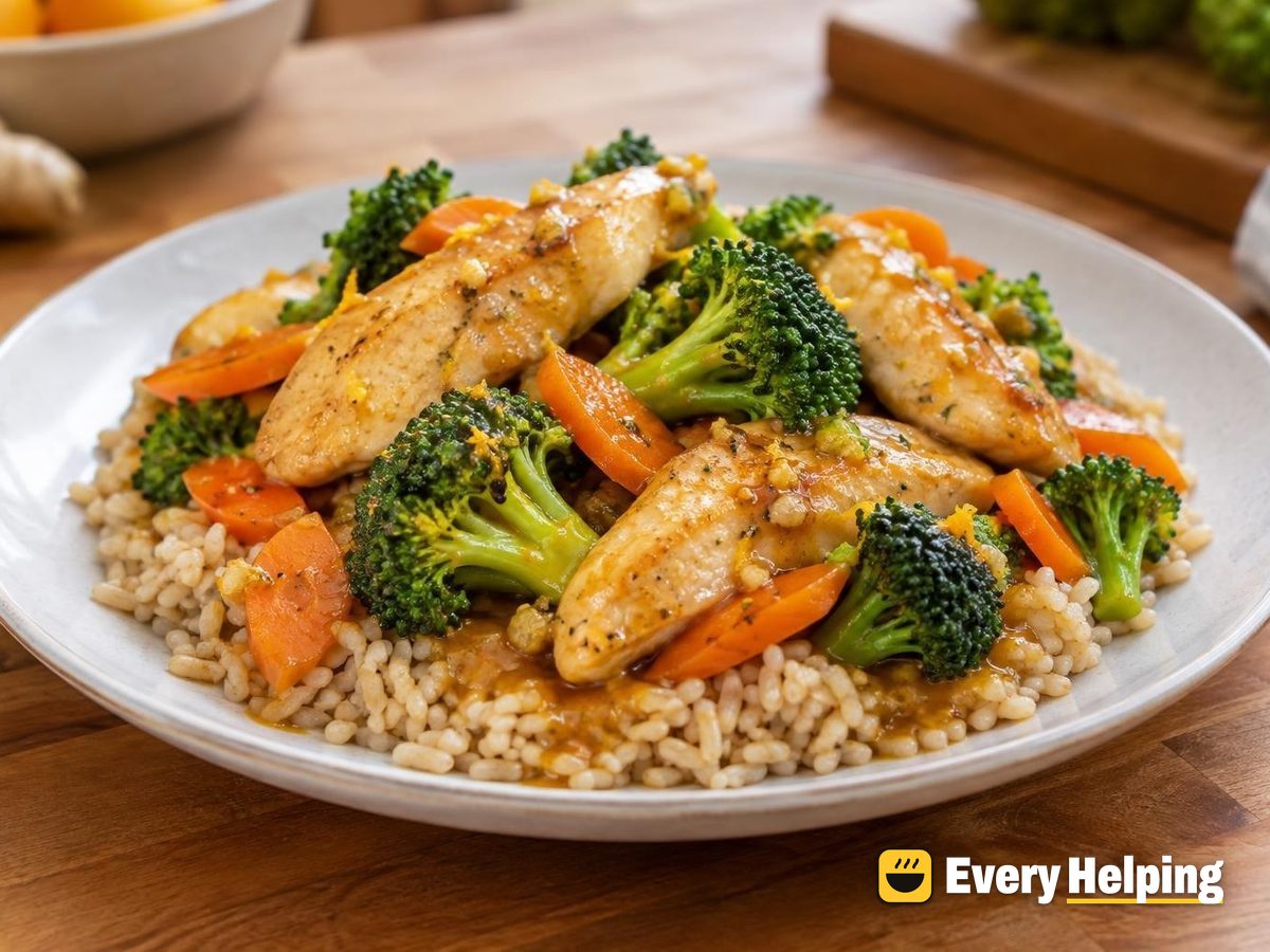 Lemon Ginger Chicken with Broccoli and Carrots