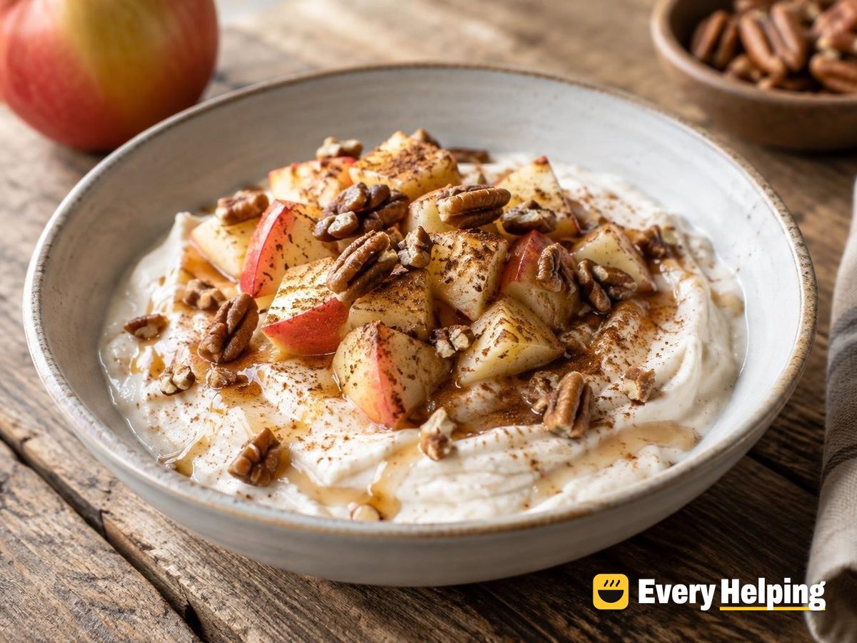 Strained Maple-Cinnamon Skim Greek Yogurt with Pecans