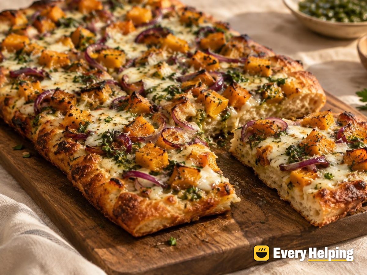 Rosemary Butternut Pan Pizzas with Parsley Garlic Sauce