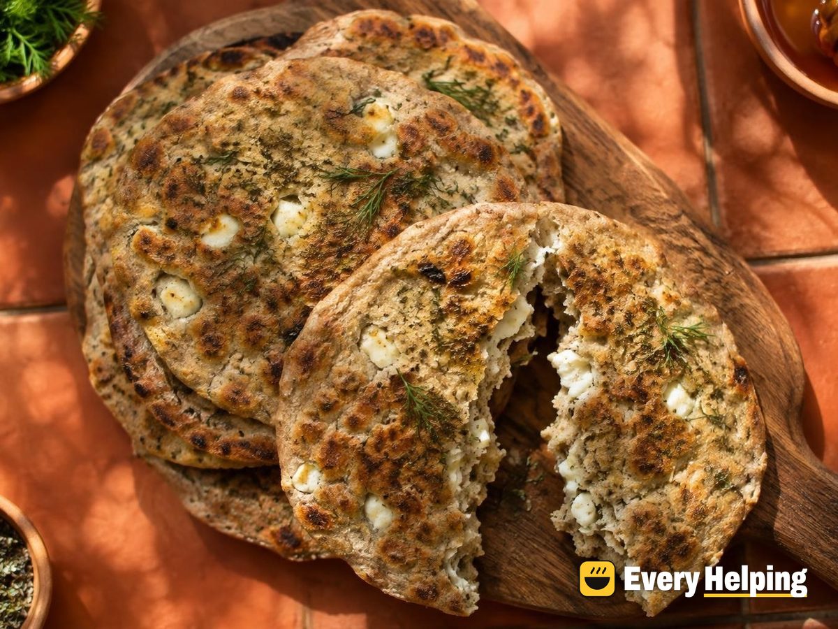 Feta-Dill Rye Skillet Pita