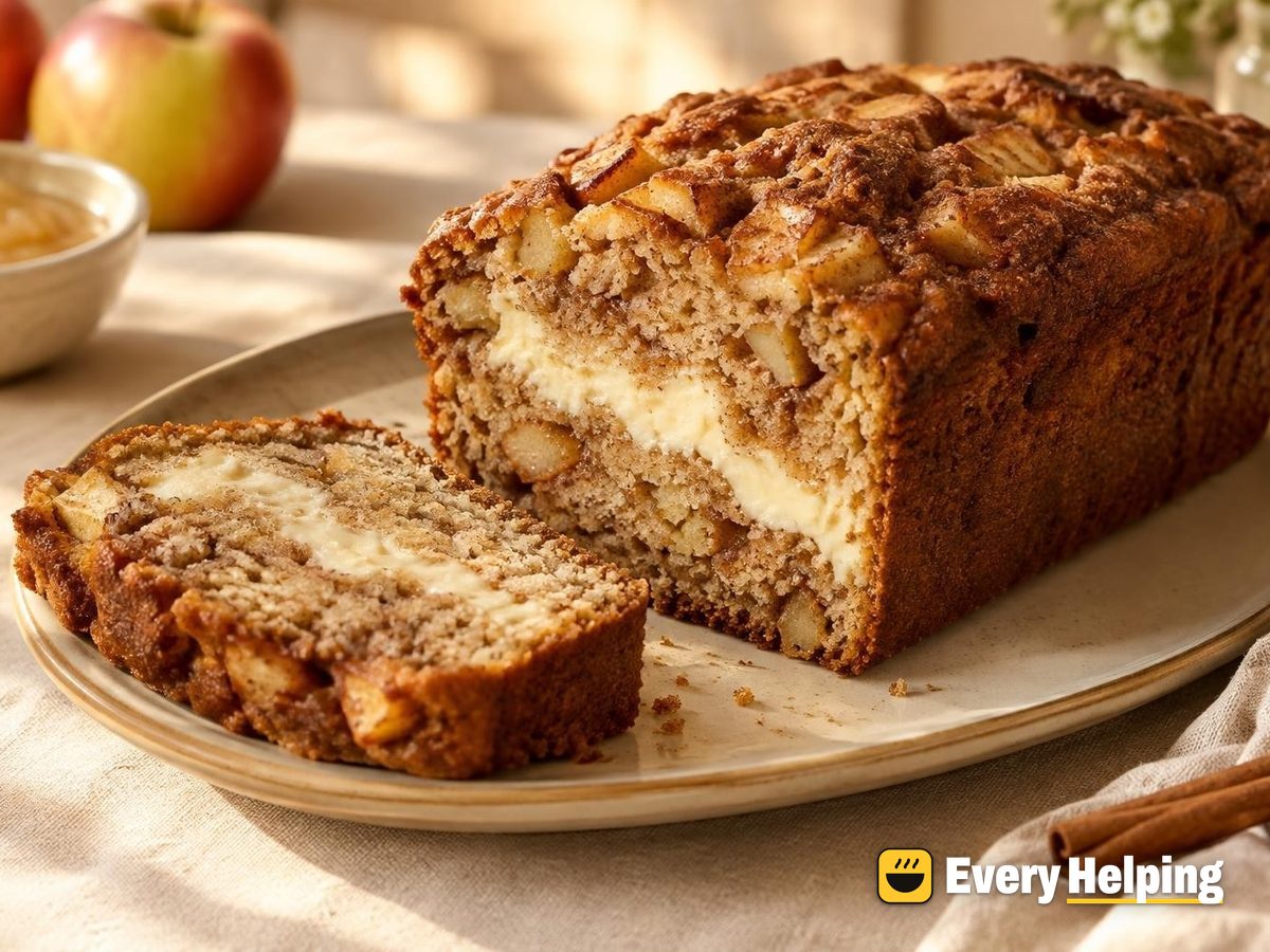 Brown Butter Apple Loaf Cake with Vanilla Filling