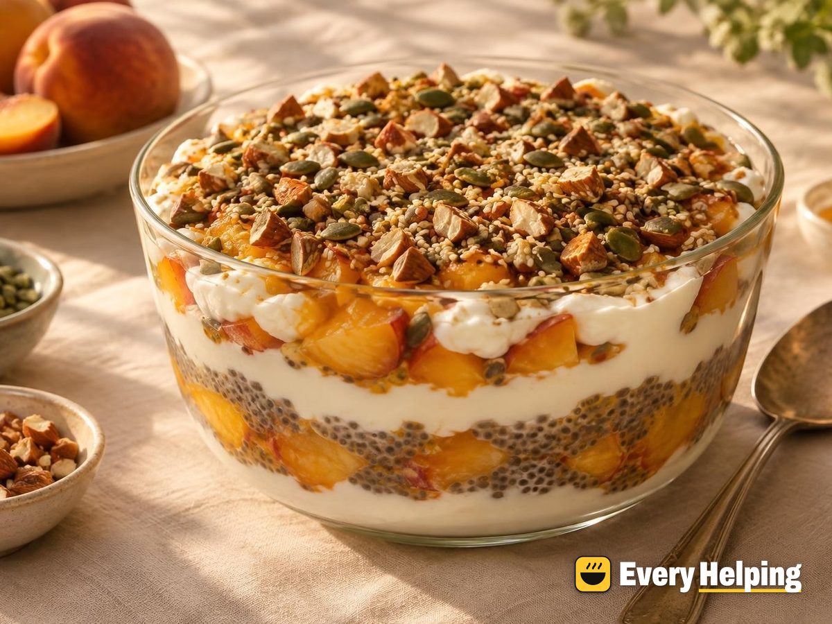 Cardamom Peach Chia Parfait with Almond Crunch