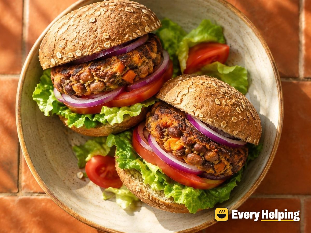 Smoky Pinto-Sweet Potato Burgers