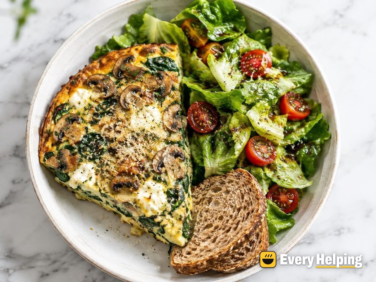 Mushroom-Spinach Ricotta Frittata with Arugula-Style Greens