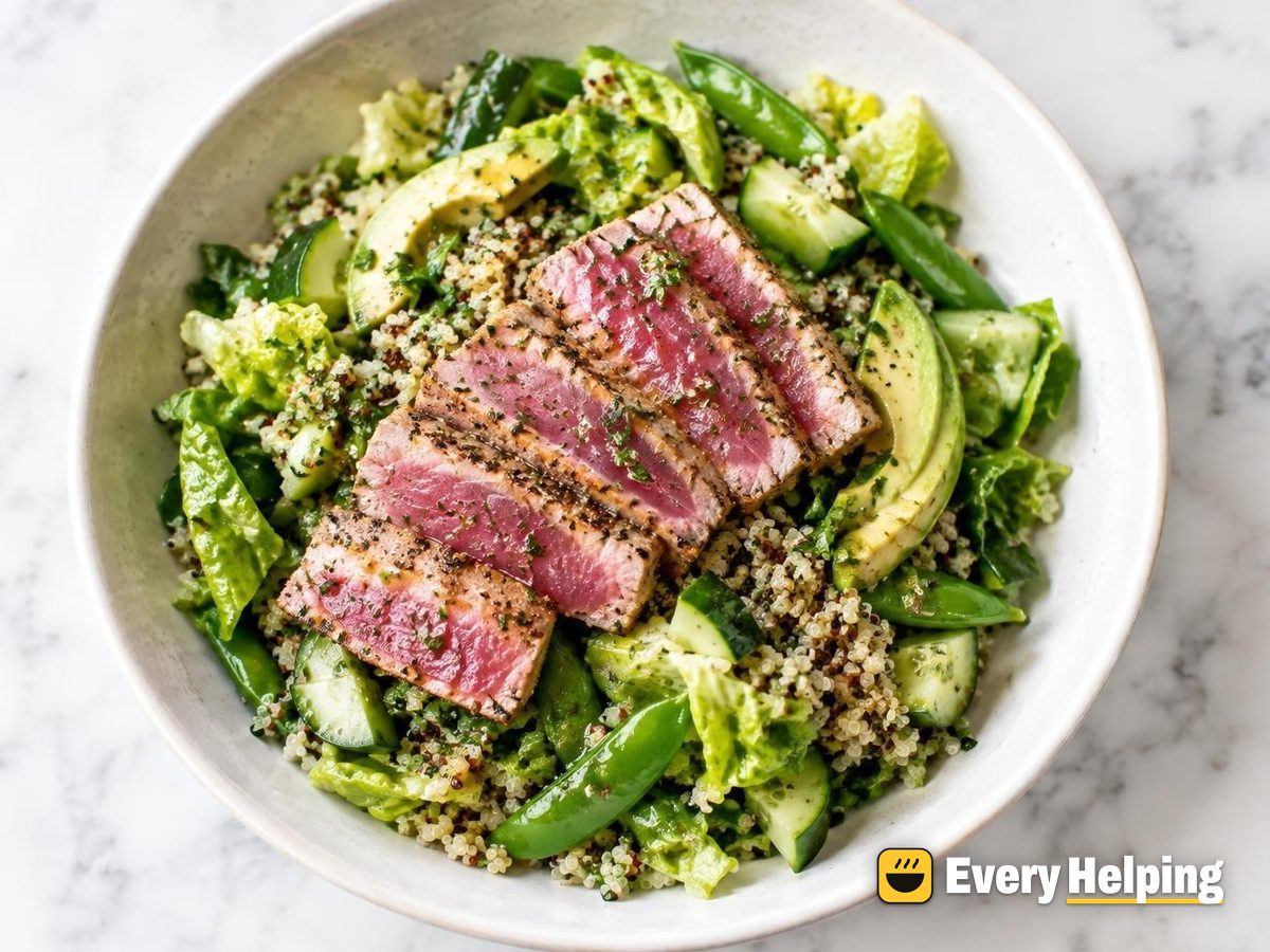 Seared Tuna Quinoa Salad with Herb Vinaigrette