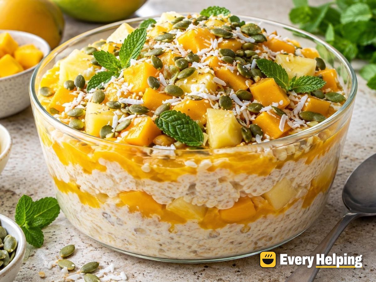 Ginger Mango Pineapple Overnight Oat Parfait