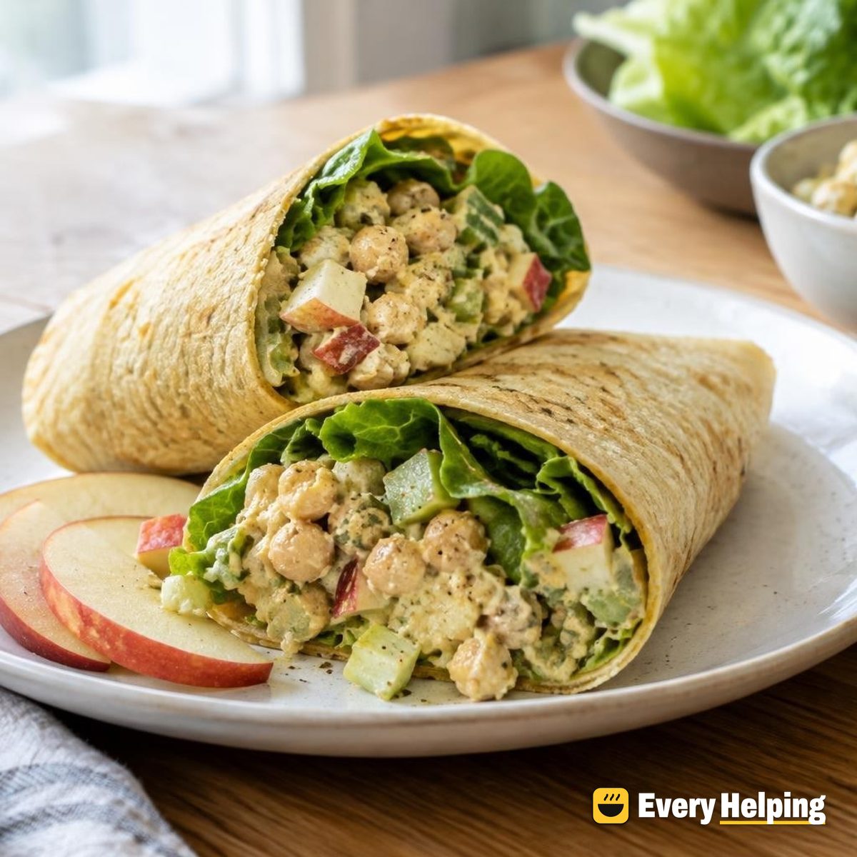 Smashed Chickpea and Apple Salad Wraps
