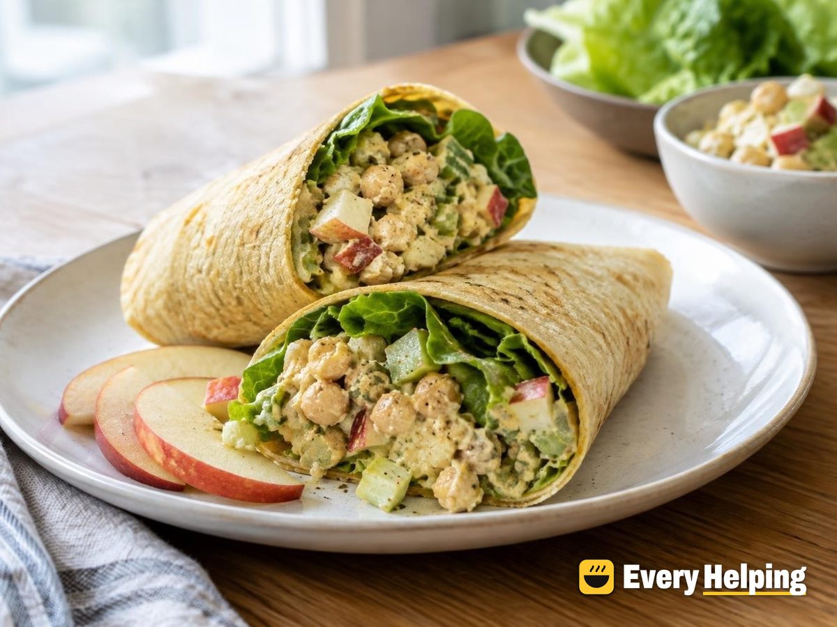 Smashed Chickpea and Apple Salad Wraps