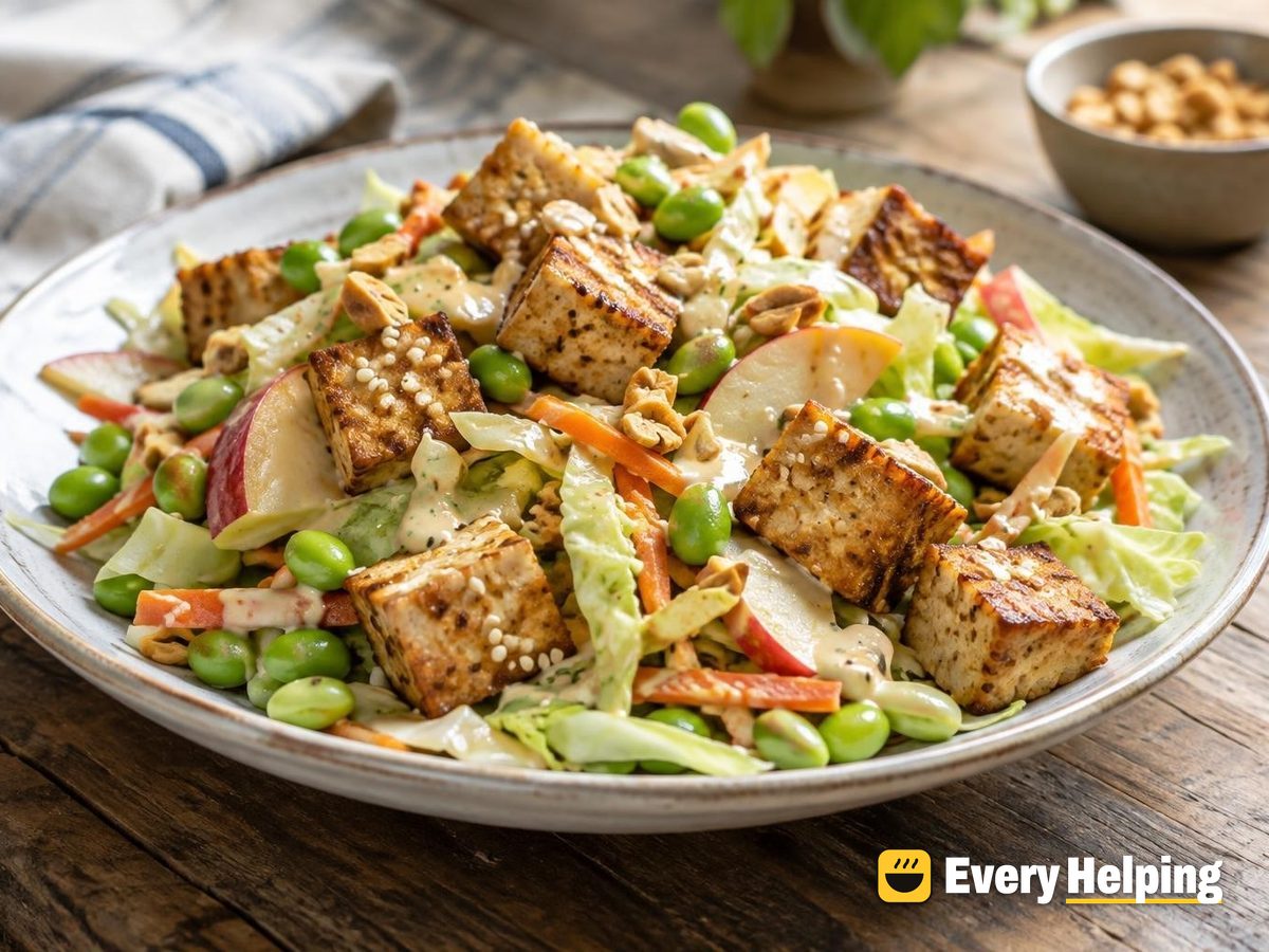 Crispy Sesame Tofu Cabbage Chopped Salad