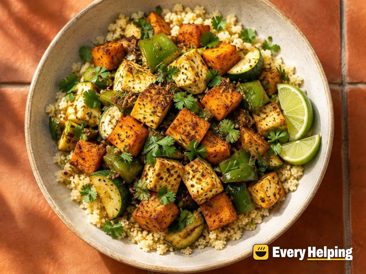 Dry Sweet Potato and Paneer-Style Tofu Sabzi