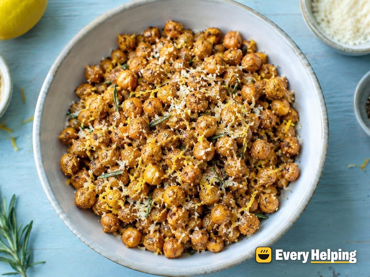 Lemon Black Pepper Roasted Chickpeas with Parmesan