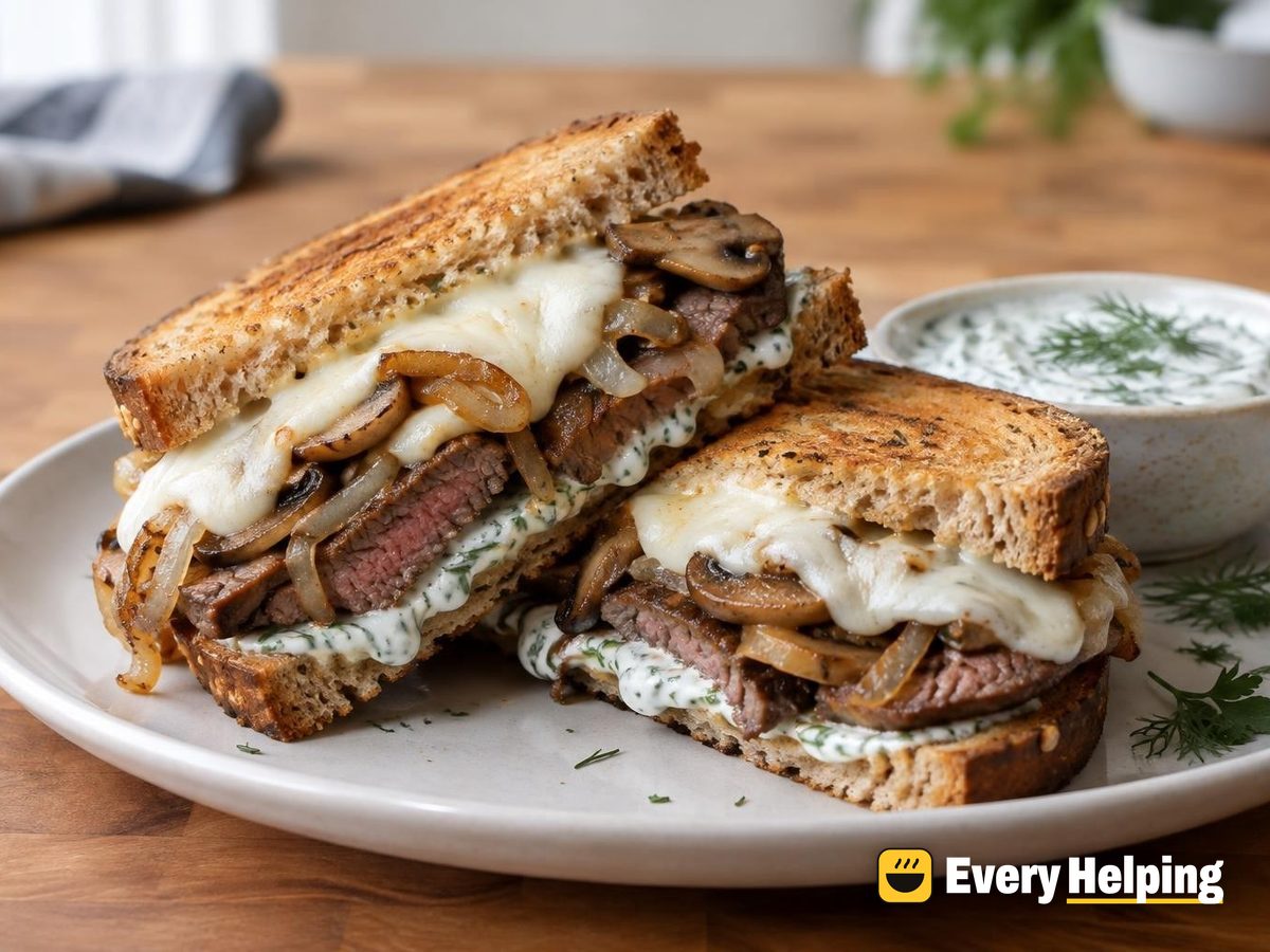 Seared Sirloin Melts with Dill Yogurt
