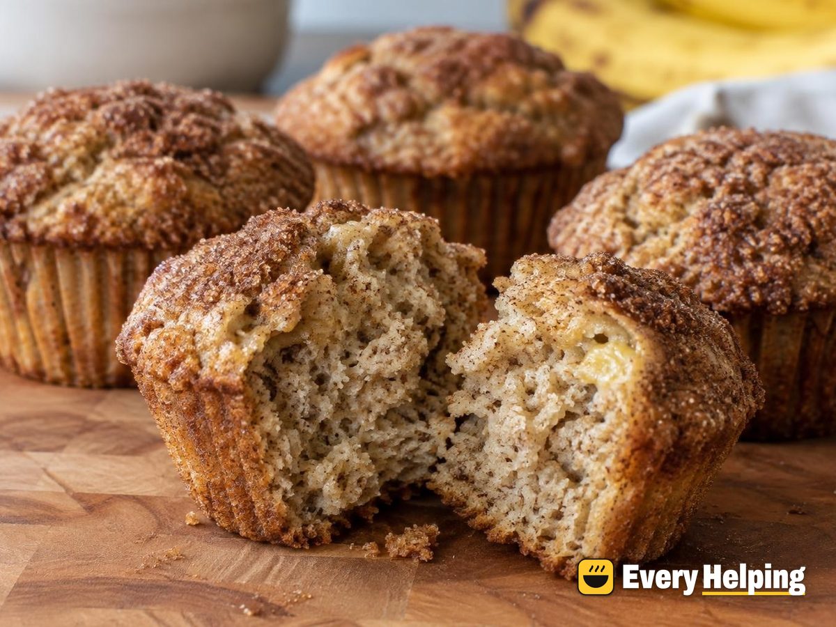 Brown Butter Banana Muffins with Cinnamon Sugar