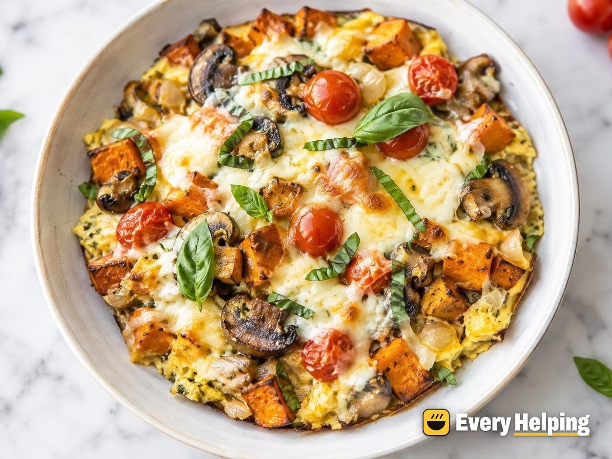 Sheet-Pan Mozzarella Mushroom Egg Bake