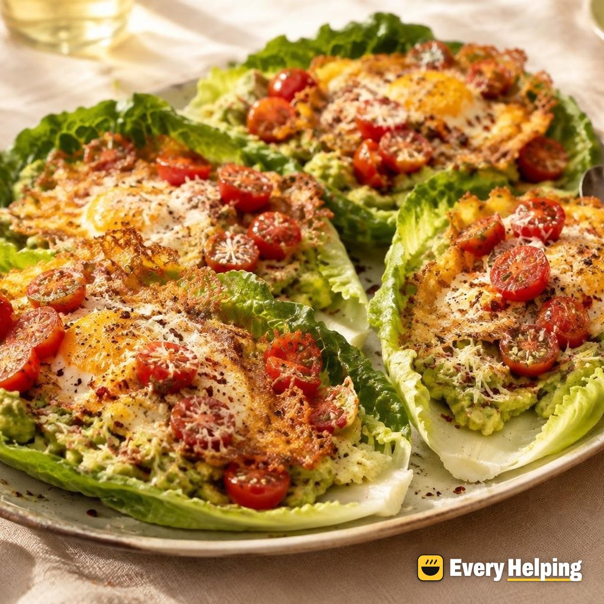 Parmesan Egg Frico Lettuce Boats with Avocado