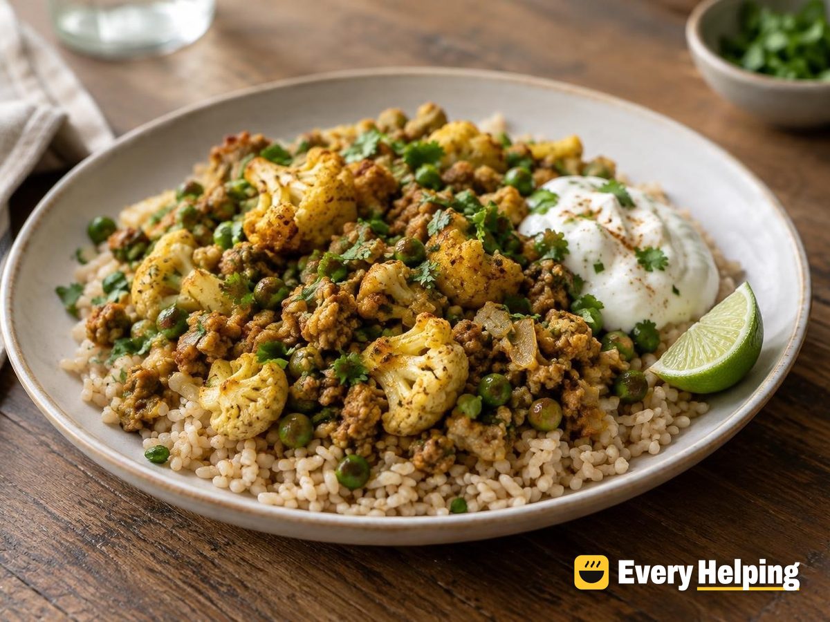 Turkey Keema with Cauliflower and Peas