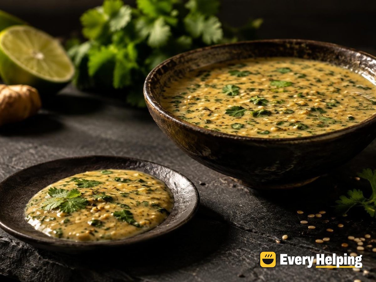 Hand-Whisked Sesame Lime Tahini with Chopped Cilantro