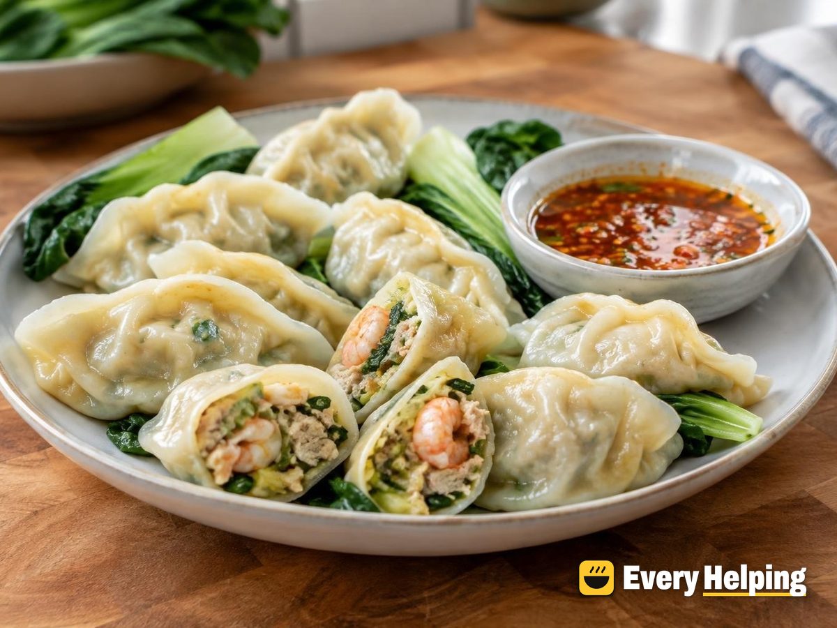 Chicken Thigh, Shrimp and Bok Choy Dumplings