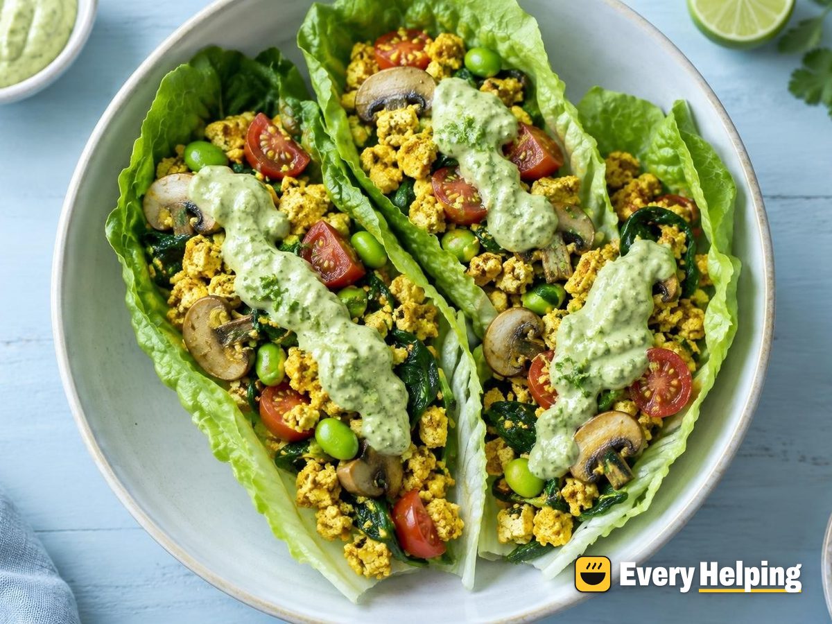 Turmeric Tofu Scramble Lettuce Wraps