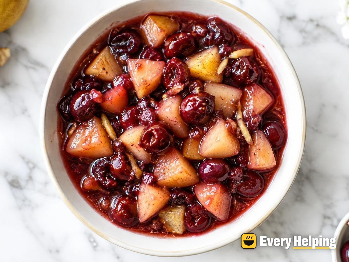 Pear-Cherry Ginger Compote with Vanilla