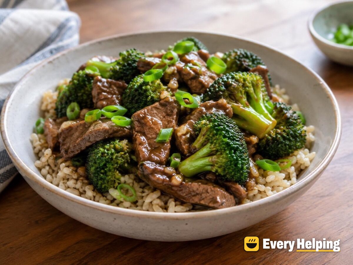 Beef and broccoli skillet with brown rice