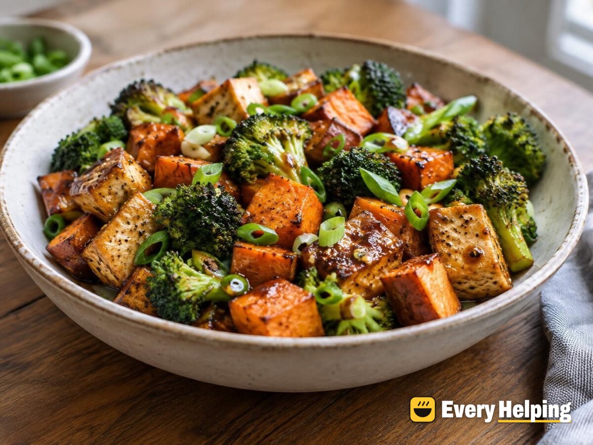 Sheet-pan tofu with sweet potatoes and broccoli