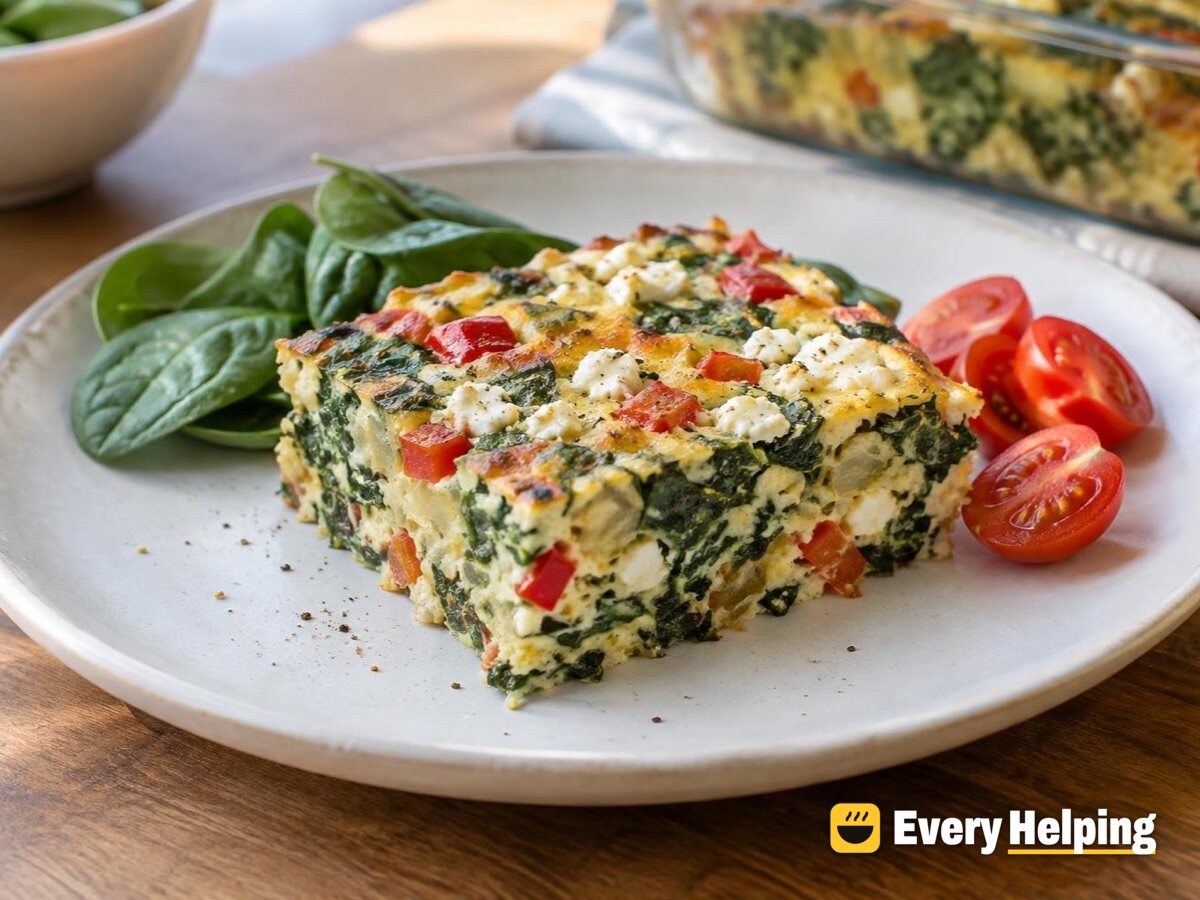 Spinach and feta egg bake