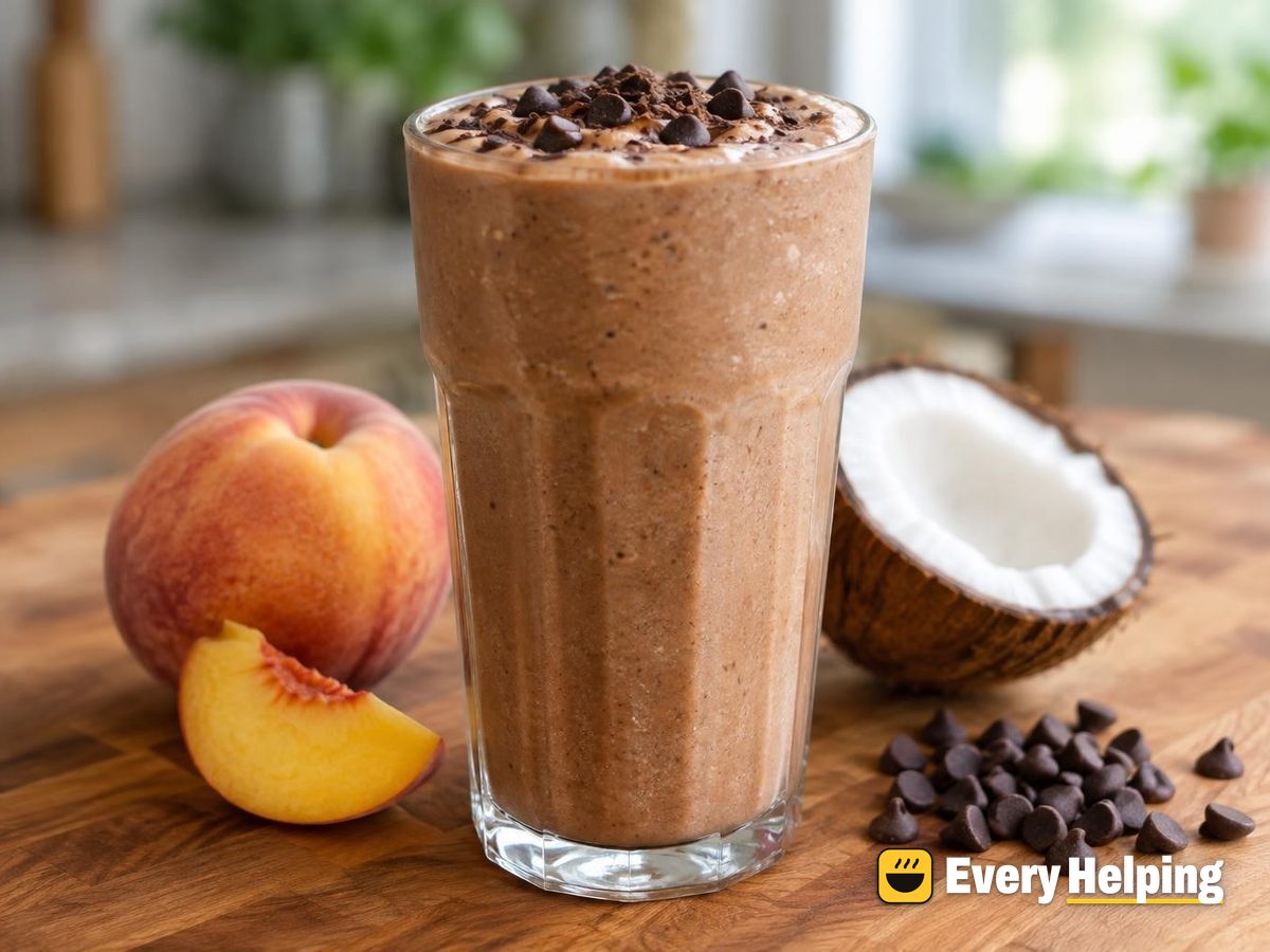 Frozen Peach Mocha Coconut Smoothie