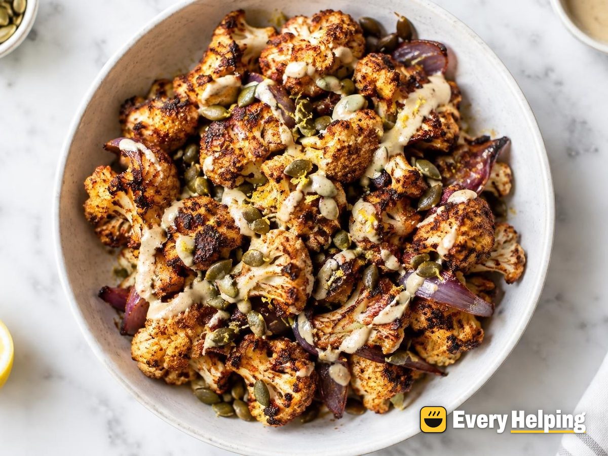 Smoky Roasted Cauliflower with Tahini Drizzle